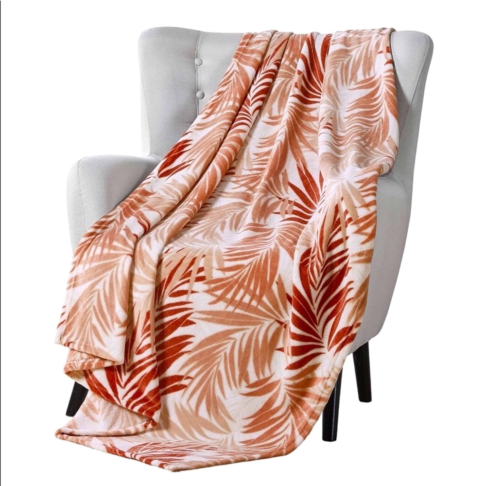 Soft & Cozy Oversized Plush Fleece Throw Blanket Tropical Theme Fern 50”x70” New